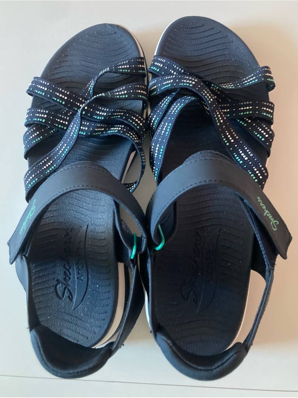 Skechers Women’s SZ 9 Blue Reggae sport Sandals with arch fit Like new - Picture 6 of 11